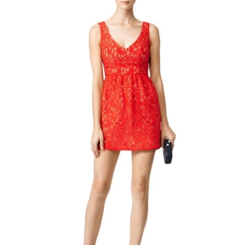 SHOSHANNA Red Lace Overlay Phoenix Mini Dress